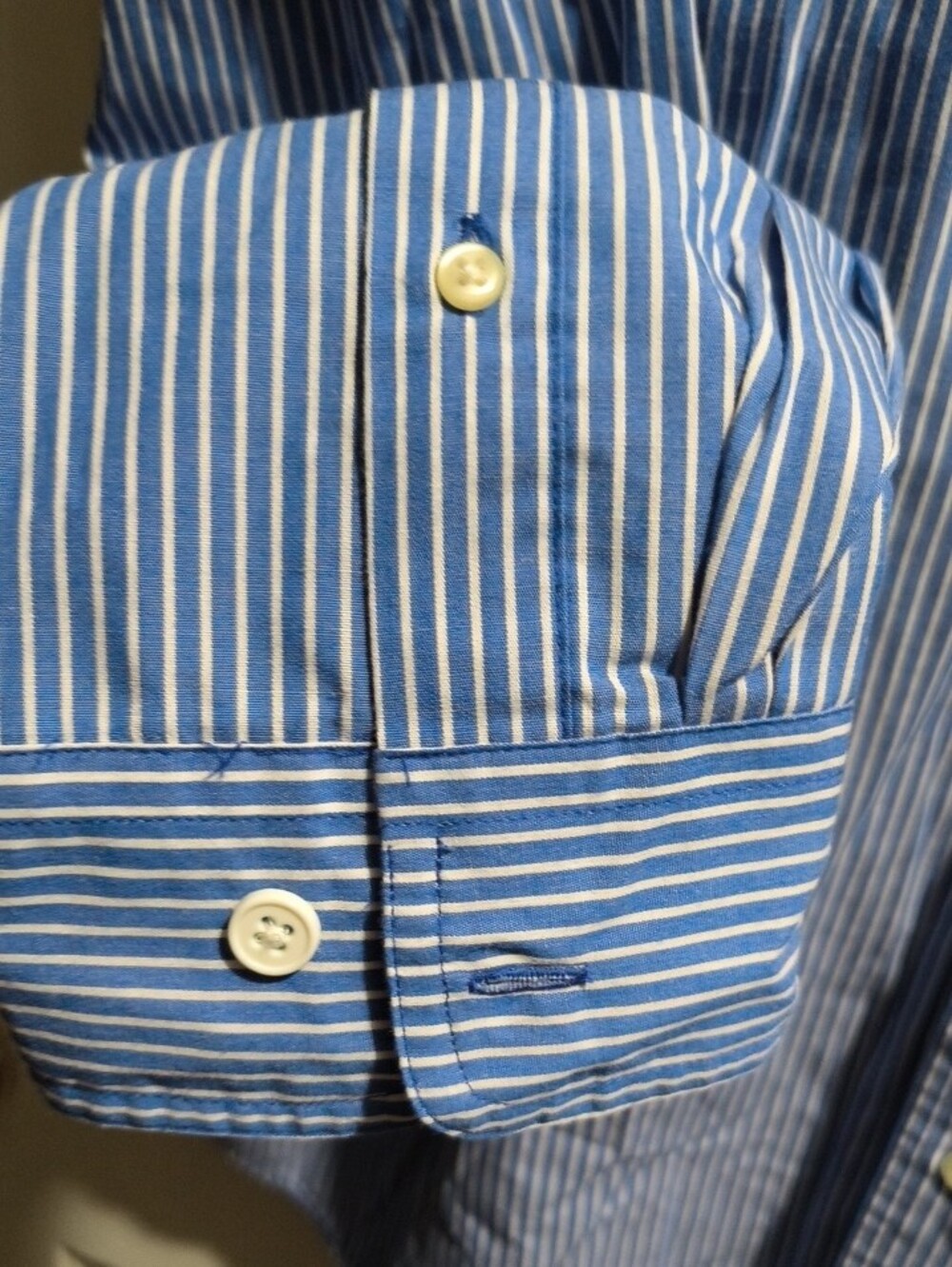 Chaps Men’s Blue and White Pinstripe Button-Up Shirt - Picture 5 of 5